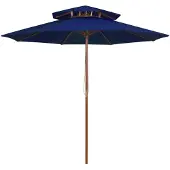 vidaXL Sonnenschirm mit Doppeldach und Holz-Mast Blau 270 cm