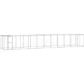 vidaXL Outdoor-Hundezwinger mit Überdachung Verzinkter Stahl 26,62 m²