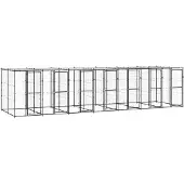 vidaXL Outdoor-Hundezwinger Stahl mit Dach