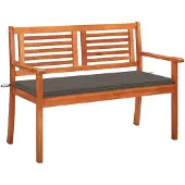 vidaXL 2-Sitzer-Gartenbank mit Auflage 120 cm Massivholz Eukalyptus