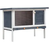 vidaXL Kaninchenstall 1 Ebene Grau Holz