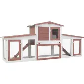 vidaXL Großer Kaninchenstall Braun und Weiß 201x45x85 cm Holz