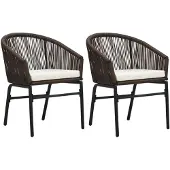 vidaXL Gartenstühle 2 Stk. Braun PE-Rattan