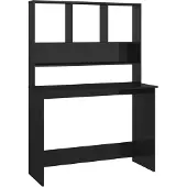 vidaXL Schreibtisch mit Regalen Hochglanz-Schwarz 110x45x157 cm