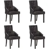 vidaXL Esszimmerstühle 4 Stk. Schwarz Echtes Ziegenleder