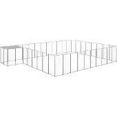 vidaXL Hundezwinger Silbern 25,41 m2 Stahl 3082235