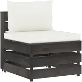 vidaXL Modulares Mittelsofa mit Kissen Grau Imprägniertes Holz