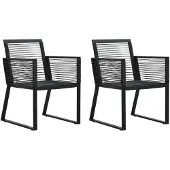 vidaXL Gartenstühle 2 Stk. Schwarz PVC Rattan