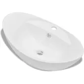 vidaXL Luxus-Keramikbecken Oval mit Überlauf und Wasserhahnloch