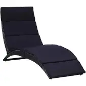 vidaXL Sonnenliege mit Auflage Poly Rattan Schwarz