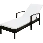 vidaXL Sonnenliege mit Auflage Poly Rattan Braun