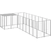 vidaXL Hundezwinger Silbern 6,05 m2 Stahl 3082231