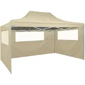 vidaXL Faltzelt mit 3 Seitenteilen 3x4,5 m Creme