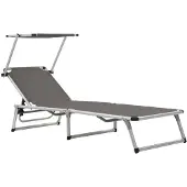 vidaXL Klappliege mit Sonnenschutz Aluminium und Textiline Grau