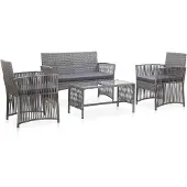 vidaXL 4-tlg. Garten-Lounge-Set mit Auflage Poly Rattan Anthrazit