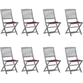 vidaXL Klappbare Gartenstühle 8 Stk. mit Kissen Massivholz Akazie
