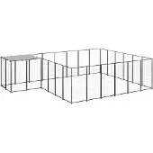 vidaXL Hundezwinger Schwarz 12,1 m² Stahl