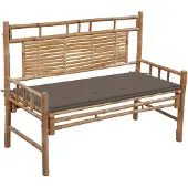 vidaXL Gartenbank mit Auflage 120 cm Bambus