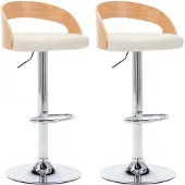vidaXL Barhocker 2 Stk. Cremeweiß Kunstleder und Bugholz