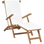 vidaXL Liegestuhl mit Auflage Cremeweiß Massivholz Teak