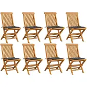 vidaXL Gartenstühle mit Anthrazit Kissen 8 Stk. Massivholz Teak