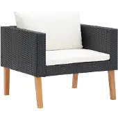vidaXL 1-Sitzer-Gartensofa mit Auflagen Poly Rattan Schwarz