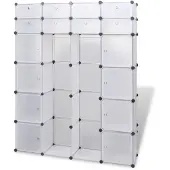vidaXL Modularer Schrank mit 18 Fächern Weiß 37x146x180,5 cm