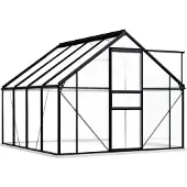 vidaXL Gewächshaus mit Fundament Anthrazit Aluminium 4,75 m²