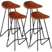 vidaXL Barhocker 4 Stk. Braun Echtleder