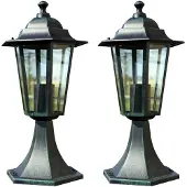 vidaXL Gartenlaternen 2 Stk. Dunkelgrün/Schwarz Aluminium