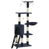 vidaXL Katzen-Kratzbaum mit Sisal-Säulen 138 cm Dunkelblau