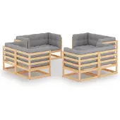 vidaXL 8-tlg. Garten-Lounge-Set mit Kissen Kiefer Massivholz