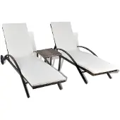 vidaXL Sonnenliegen mit Tisch Poly Rattan Braun