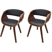 vidaXL Esszimmerstühle 2 Stk. Braun Bugholz und Kunstleder