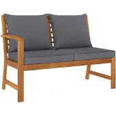 vidaXL Gartenbank 114,5 cm mit Dunkelgrauen Kissen Massivholz Akazie