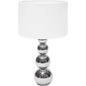 Ranex 6000.074 Tischleuchte Mandy mit Touchfunktion, Chrom, Weiß, Metall, Textil, Schlafzimmer, Wohnzimmer, E14, 1 Glühbirne(n), Ambiente