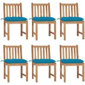 vidaXL Gartenstühle 6 Stk. mit Kissen Massivholz Teak