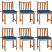 vidaXL Gartenstühle 6 Stk. mit Kissen Massivholz Teak