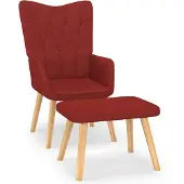 vidaXL Relaxsessel mit Hocker Weinrot Stoff