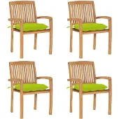 vidaXL Stapelbare Gartenstühle mit Kissen 4 Stk. Massivholz Teak