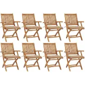 vidaXL Klappbare Gartenstühle mit Kissen 8 Stk. Massivholz Teak