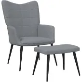 vidaXL Relaxsessel mit Hocker Hellgrau Stoff