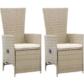vidaXL Garten-Liegestühle 2 Stk. mit Auflagen Poly Rattan Beige