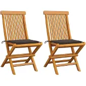 vidaXL Gartenstühle mit Taupe Kissen 2 Stk. Massivholz Teak