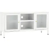 vidaXL TV-Schrank Weiß 105x35x52 cm Stahl und Glas