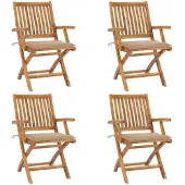 vidaXL Klappbare Gartenstühle mit Kissen 4 Stk. Massivholz Teak
