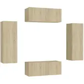 vidaXL 4-tlg. TV-Schrank-Set Sonoma-Eiche Holzwerkstoff