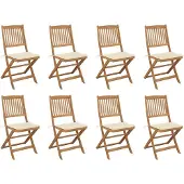 vidaXL Klappbare Gartenstühle mit Kissen 8 Stk. Massivholz Akazie