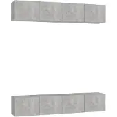 vidaXL TV-Schränke 4 Stk. Betongrau 80x30x30 cm Holzwerkstoff