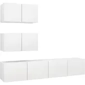 vidaXL 4-tlg. TV-Schrank-Set Weiß Holzwerkstoff
